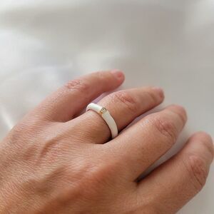 5/$25 Gold and White Enamel Statement Ring Rhinestone Minimalist Ring